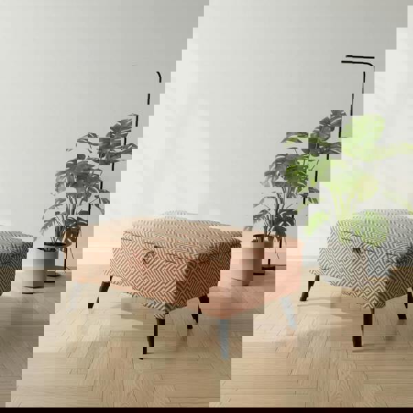 Stylish geometric herringbone fabric ottoman for UK apartments