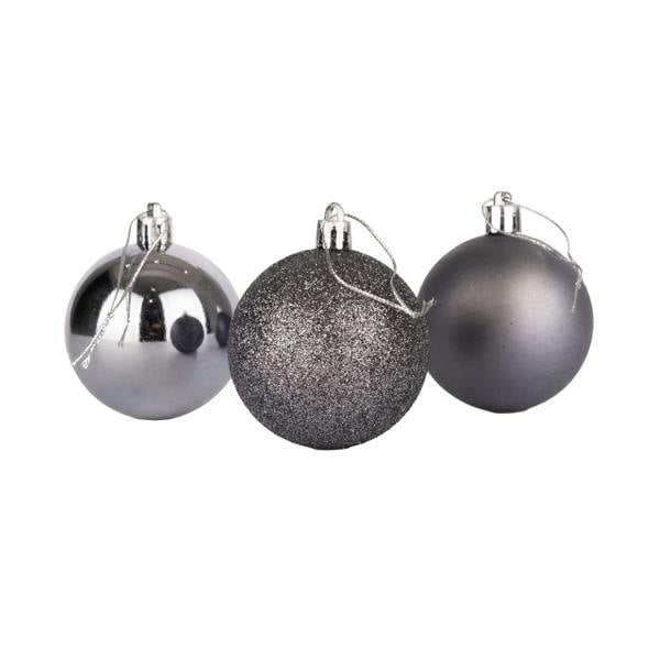 Shatterproof Dark Grey Christmas Baubles in 10cm Pack Sizes, Available in 3 or 6 Piece Sets image 1