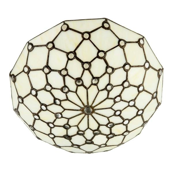 White Toned and Clear Beaded Tiffany Glass Easy Fit Bowl Pendant Shade Image 5