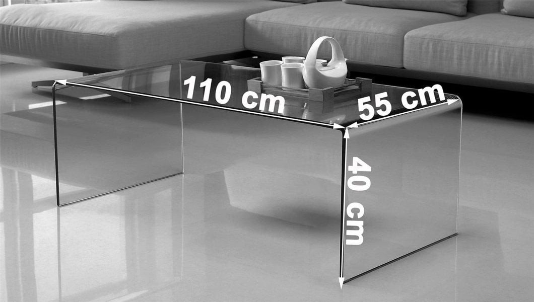 That's Furniture Nova Curved Clear Glass Coffee Table for Living Room
