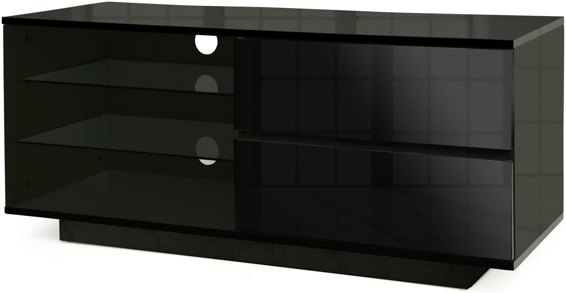 Centurion Supports Gallus Gloss Black with 2-Black Drawers and 3-Shelf 32"-55" LED/LCD/Plasma Cabinet TV Stand