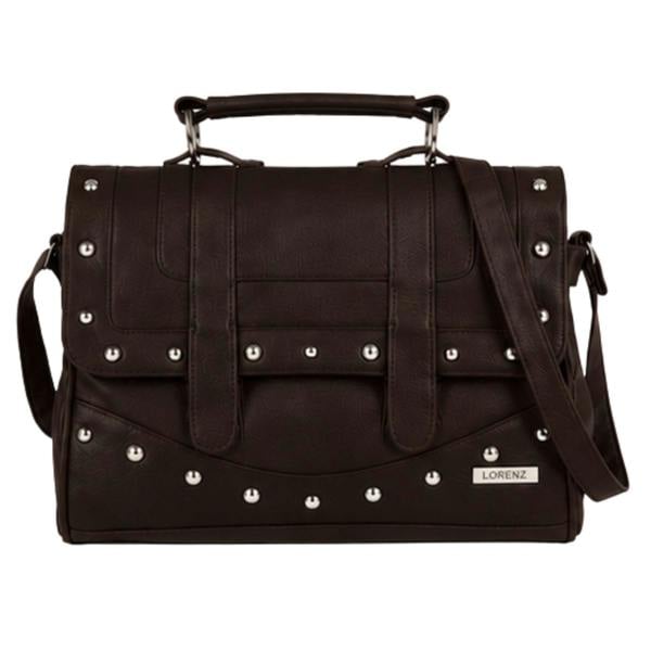 Lorenz Studded Satchel Shoulder Bag with Adjustable Crossbody Strap