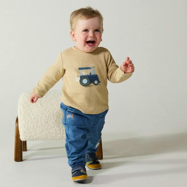 Mini Cuddles Tractor T-shirt (Beige)