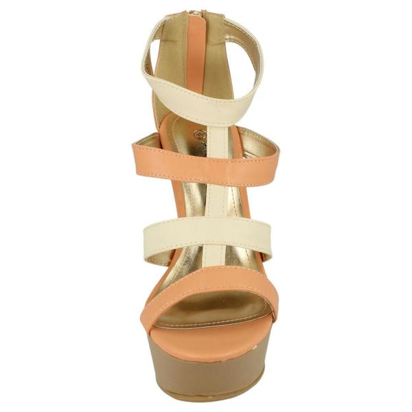 Anne Michelle Ladies Anne Michelle Cut Out Wedge T-Bar Sandals