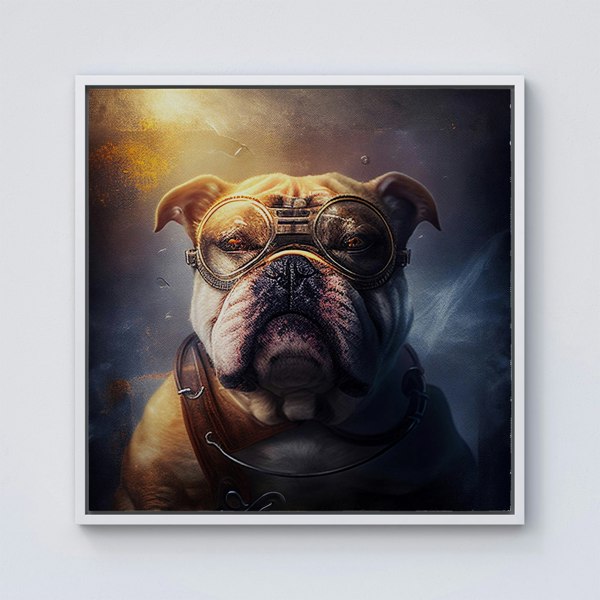 Warren Reed Bulldog Splash Art Golden Framed Canvas