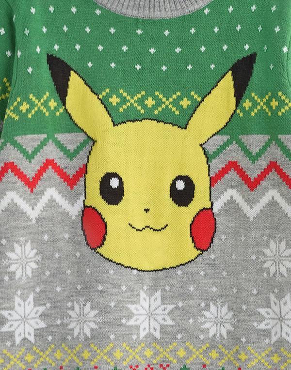 Pokemon Boys Grey Pikachu Christmas Jumper [dis]
