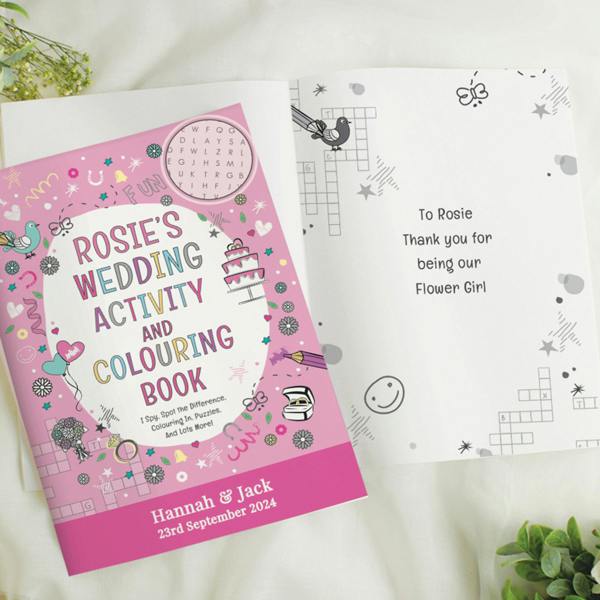 Abode Home & Gifts Personalised Pink Wedding Activity & Colouring Book