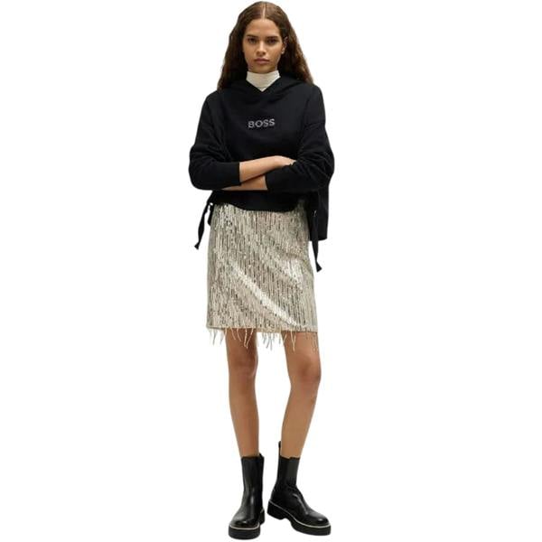 Boss Womens/Ladies Diamante Drawstring Hoodie - Black - 
