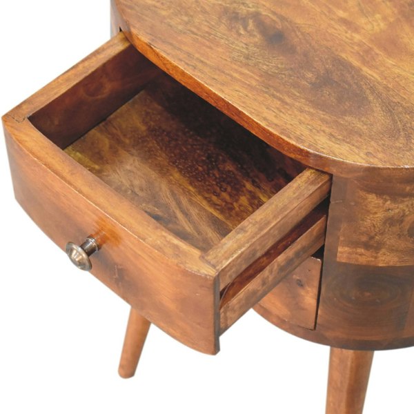 Artisan Furniture Solid Wood Mini Chestnut Rounded Bedside Table