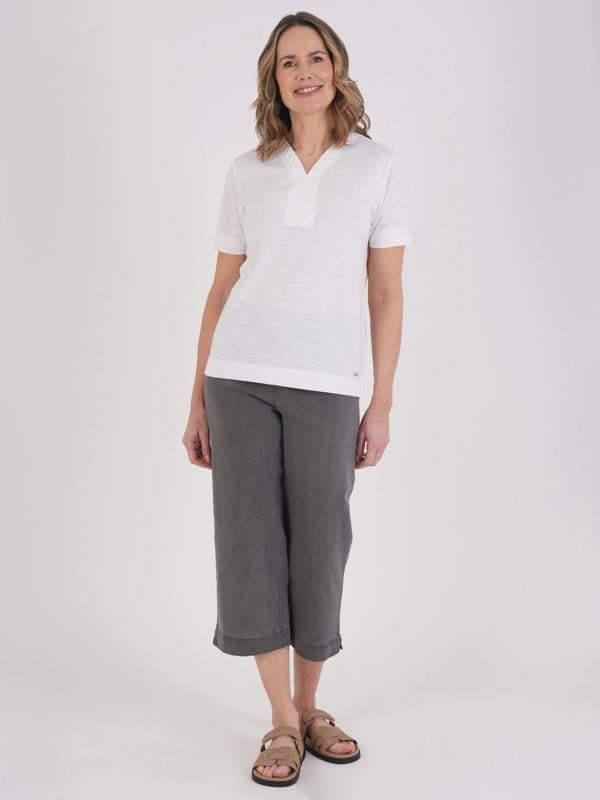 TIGI Embroiderd Neckline Top