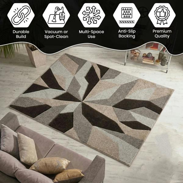 Smart Living Carved Rug Contemporary - Brown Beige