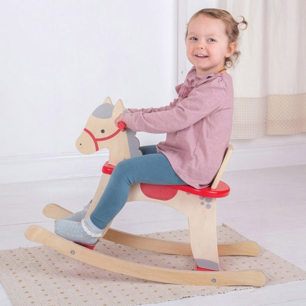 Bigjigs Toys Classic Wooden Rocking Horse With Removable Safety Guard