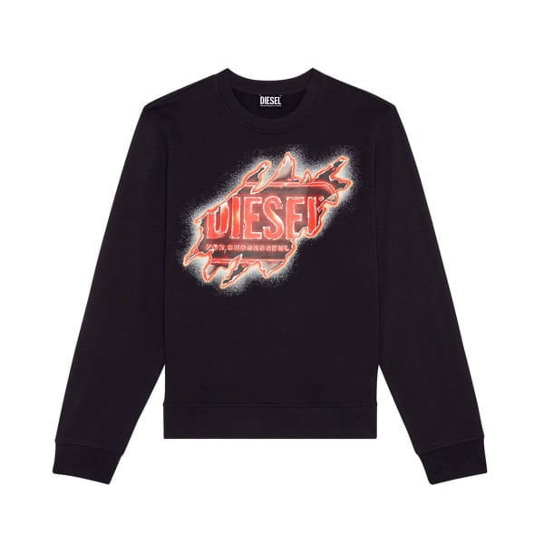 Diesel Peel Effect Logo Black Sweatshirt - Black