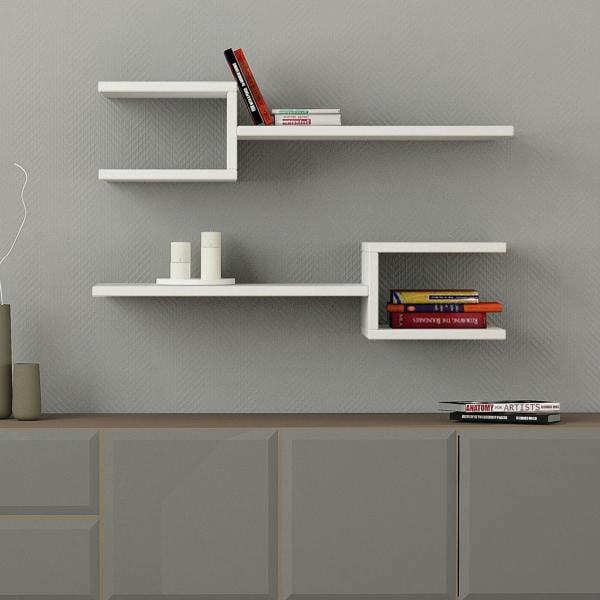 Decortie Fork Modern Wall Mounted Floating Shelf Unique Design Set 2 Piece Shelf 75cm