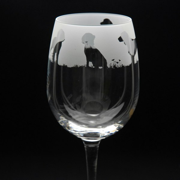 Glyptic Glass Art Springer Spaniel Dog Crystal Wine Glass - Hand Etched/Engraved Gift