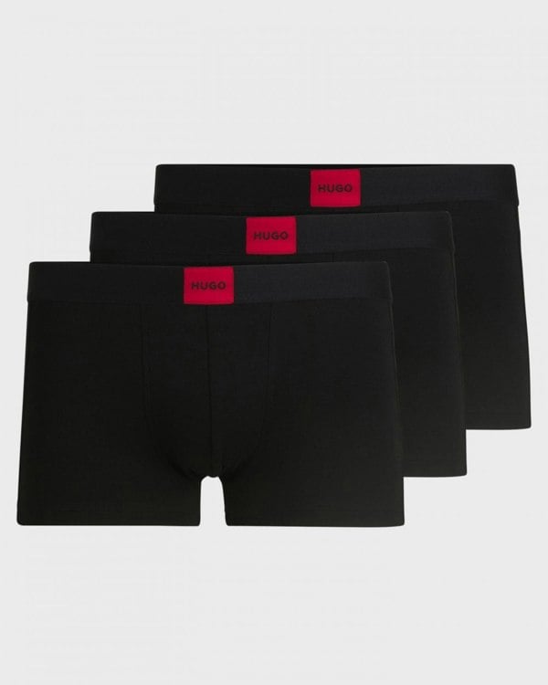 HUGO HUGO Galaxy Mens 3-Pack Trunks with Label Logo