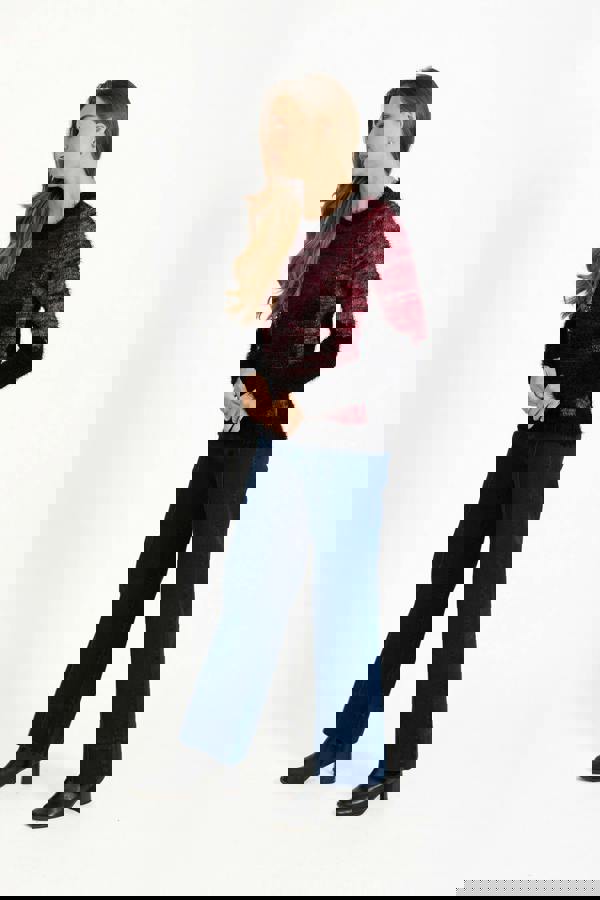 Colour Block Fluffy Yarn Jumper