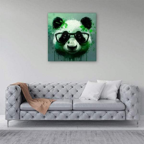 Warren Reed Panda With Glasses, Green Splashart Canvas