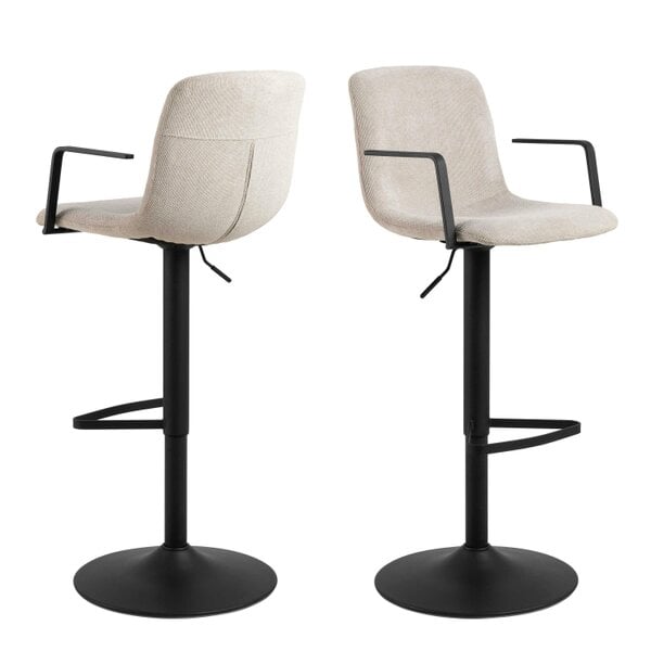 Wyld Haus Set of 2 Bamako Swivel Beige Chenille Bar Stool Adjustable Height