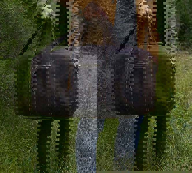 Touribag Genuine Leather Duffel Travel Bag - Vintage Brown