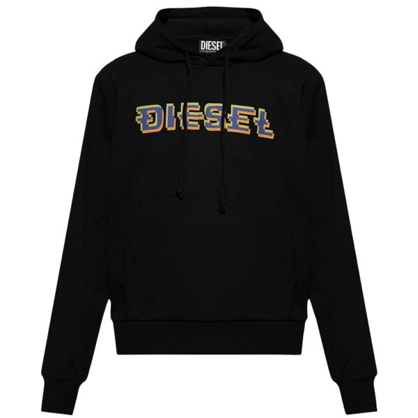 Diesel Pixel Logo Hoodie Black Rackhams