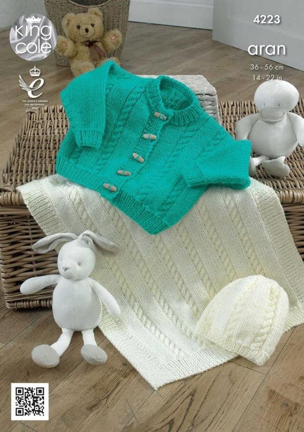 King Cole Comfort Knitting Pattern 4223, Blankets, Headwear, Jackets, Cardigans for Baby, 14 inch - 22 inch - Intermediate