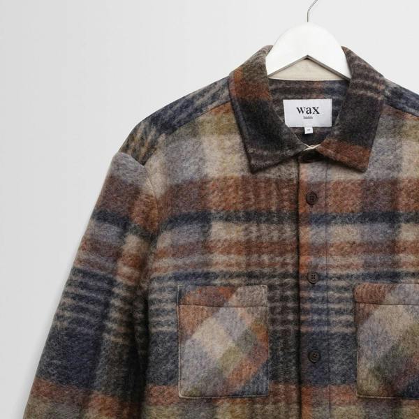Wax London Whiting Ari Wool Blend Check Overshirt