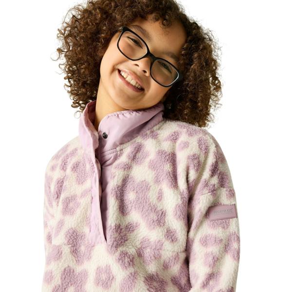 Regatta Childrens/Kids Eva Floral Fleece Top - Vanilla/Powder Lilac - 
