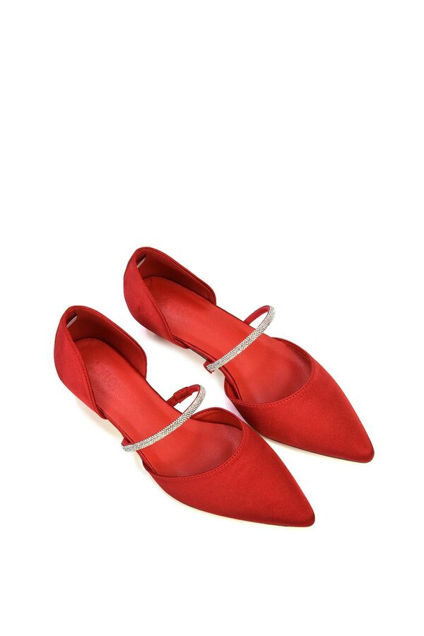 XY LONDON Diamante Strap Kitten Heel Pointed Toe Court Shoes