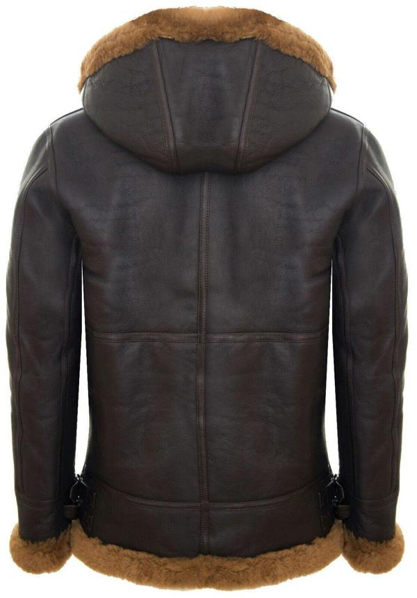 Infinity Leather Mens Hooded Sheepskin Leather B3 Flying Jacket-Columbus