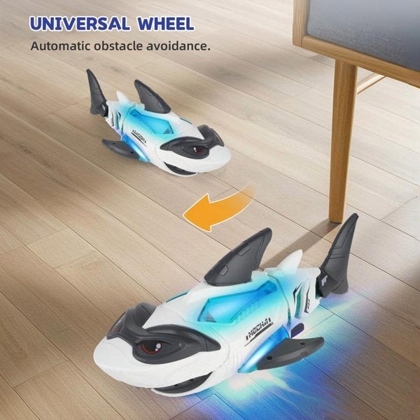 deAO Toys Electric Crawling Shark Toy for Toddlers Interactive Mechanical Shark with Lights & Music