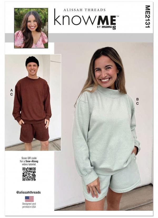 Know Me Sewing Pattern 2131, Tops, Sweaters, Shorts, Sportswear for Men, Women, A (XS-S-M-L-XL-XXL) - Easy