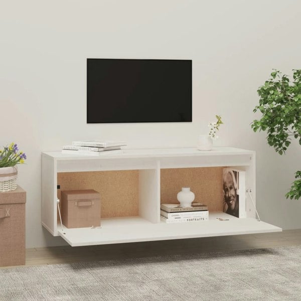 Berkfield Wall Cabinet White 100x30x35 cm Solid Wood Pine