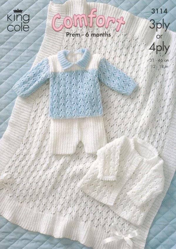 King Cole Baby Knitting Pattern 3114, Jackets, Shorts, Shawls, Sweaters for Baby, Premature - 6 Months - Advanced
