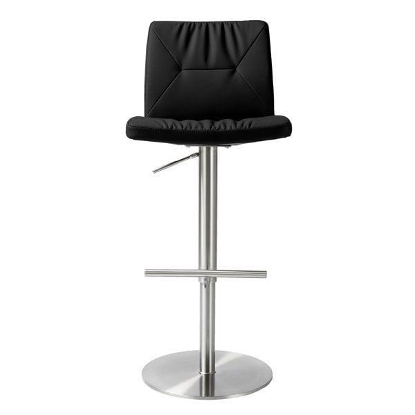 Furniture Edit Paddy Black Vegan Leather on Silver Adjustable Stool