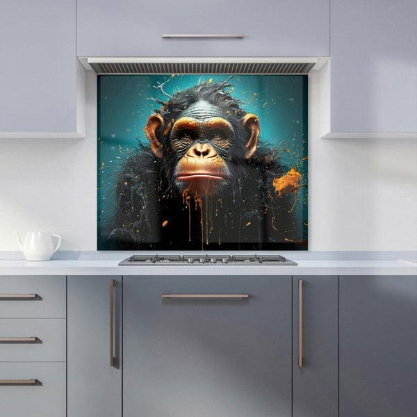 Warren Reed - Designer Monkey Face Splashart Blue Kitchen Splashback