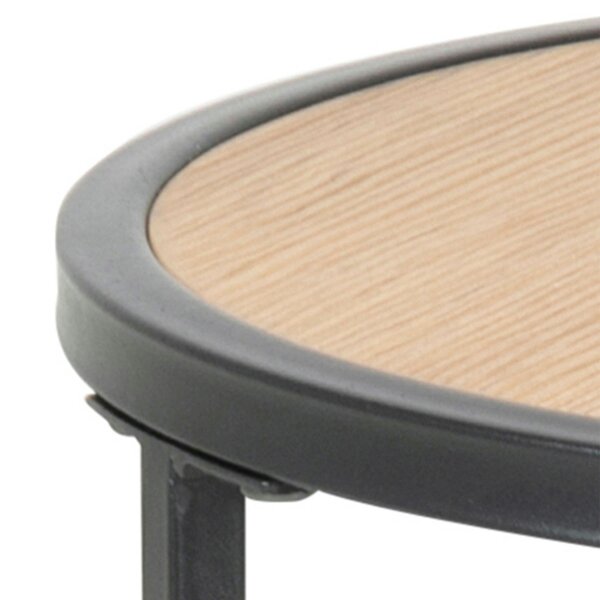 Wyld Haus El Paso Black Metal and Wild Oak Veneer Small Round Side Table