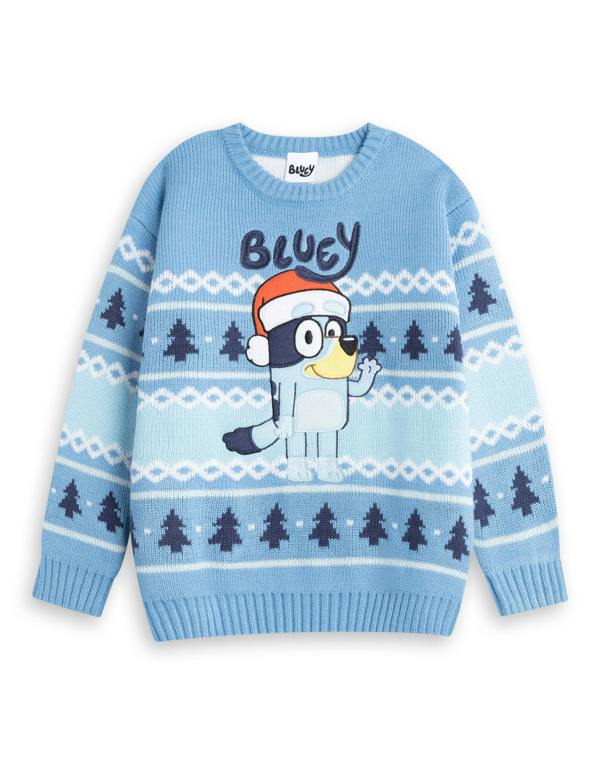 Bluey Boys Blue Character Christmas Jumper