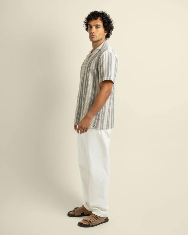 Larsson & Co Ivar - Waffle Jacquard Stripe Short Sleeve Shirt