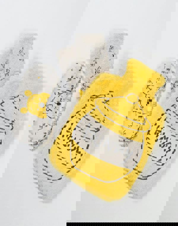 Disney Unisex Yellow Winnie The Pooh Hot Water Bottle With Eye Mask and Socks (One Size)