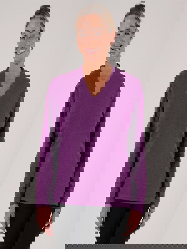 PennyPlain Hi Back V Long Sleeve   - Amethyst