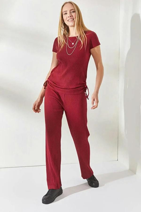 Hoxton Gal 2-Piece Set – Side-Ruched Blouse and Palazzo Pants