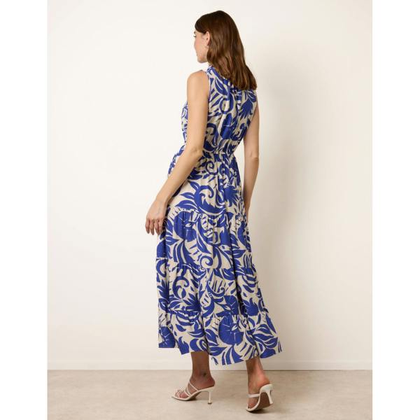 Blue Vanilla Topical Leaf Print Maxi Dress