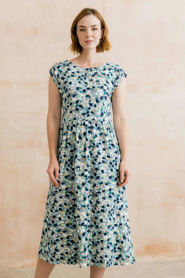 Lily & Me Sway Organic Cotton Jersey T-Shirt Dress Water Violet Ocean