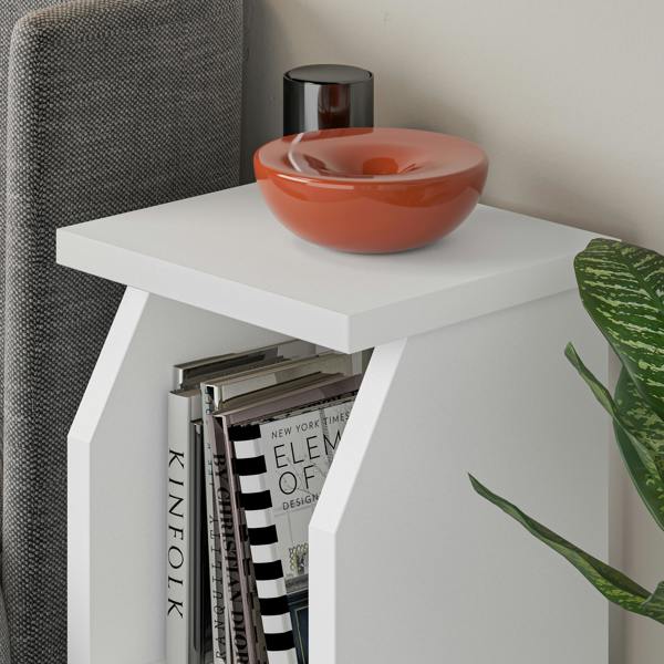 Decortie Tena Modern Side Table with Storage Minimalist Design White
