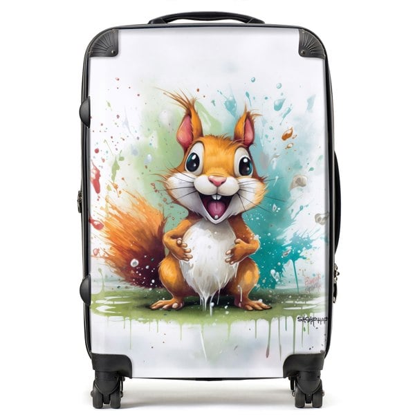 Warren Reed Happy Splashart Squirrel Suitcase