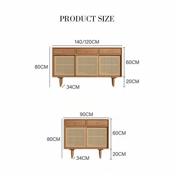 Bertha Rattan Sideboard with Drawers, Pine Wood-Rit Concept-Rit Concept