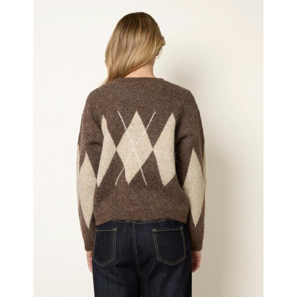 Blue Vanilla Argyle Pattern Knit Jumper