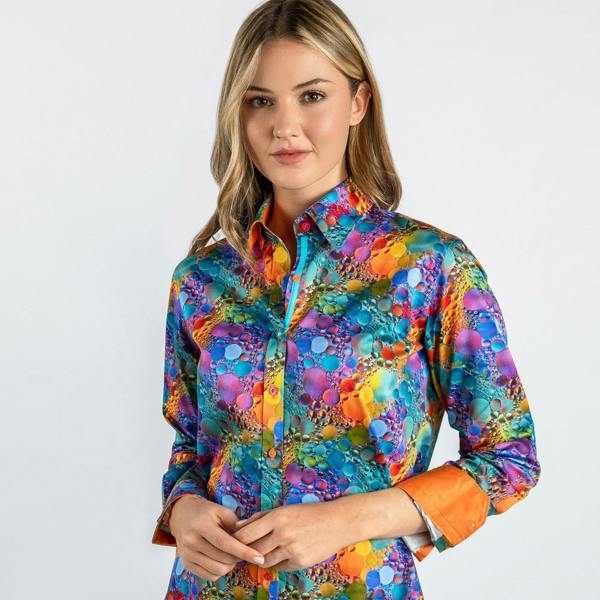 MULTICOLOUR BUBBLE WOMENS  PRINT SHIRT - Premium Men's Patterned Shirt by Claudio Lugli | Bold Design, Tailored Fit, Best Printed Shirts