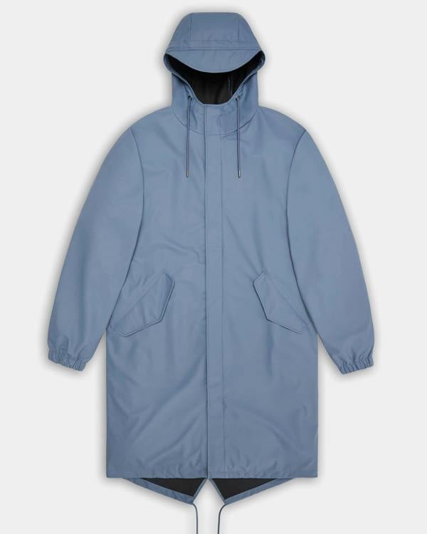 Rains Unisex Fishtail Parka in Blue Dusk 172 - Flat Lay

